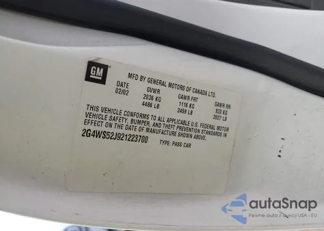 2002 Buick Century Custom из США, поврежденный, VIN 2G4WS52J921223700